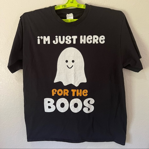 Port and Company Other - Black Halloween T-shirt “I’m just here for the boos”, XL, ghost, white orange.